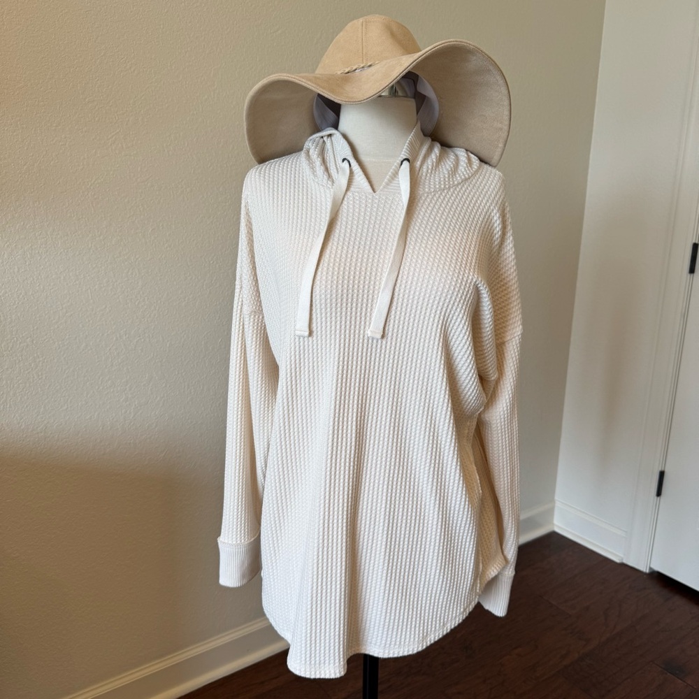 Abercrombie & Fitch Off-White Waffle Knit Hoodie